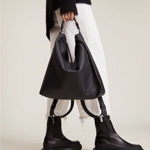 New Allsaints Small Kita Leather Backpack in Navy Blue